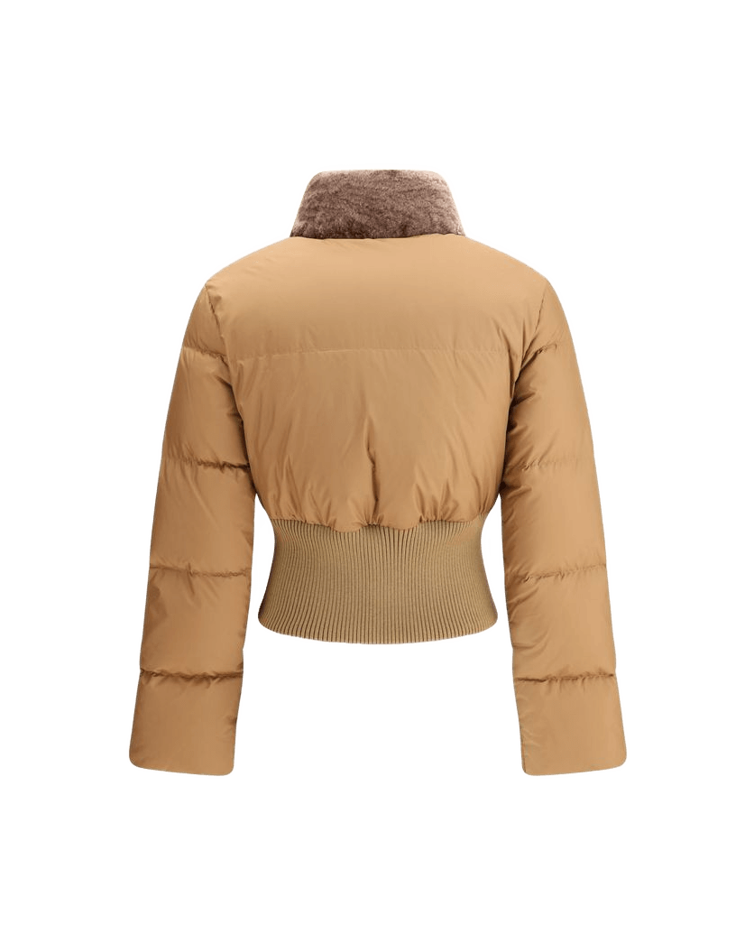 Fendi Shearling Cropped Down Jacket with Lining Glam Steals