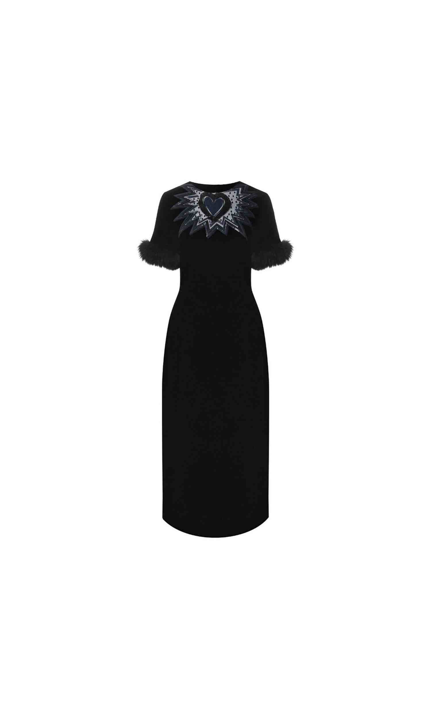 Fendi Velvet Fur Trim Midi Dress Glam Steals