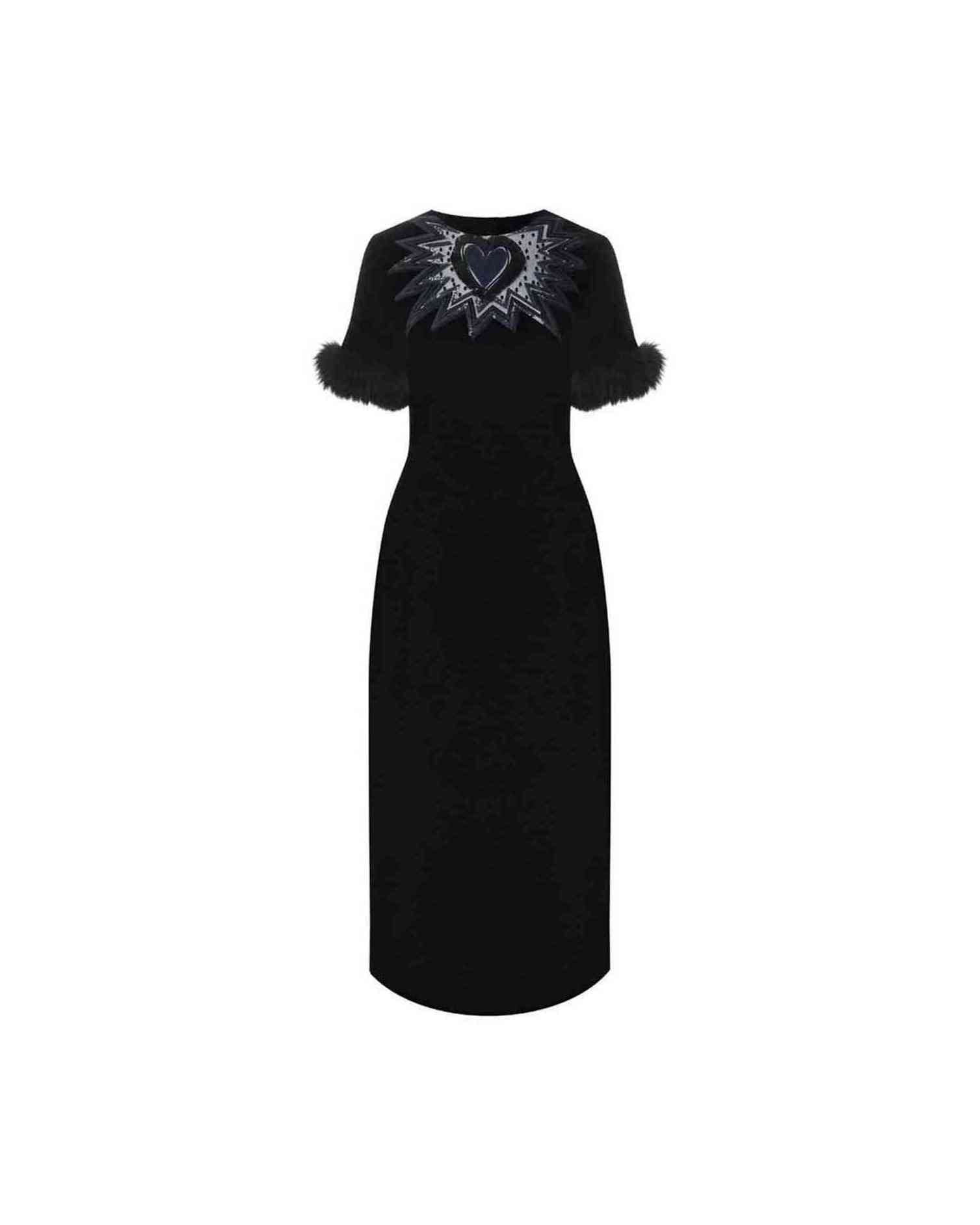 Fendi Velvet Fur Trim Midi Dress Glam Steals