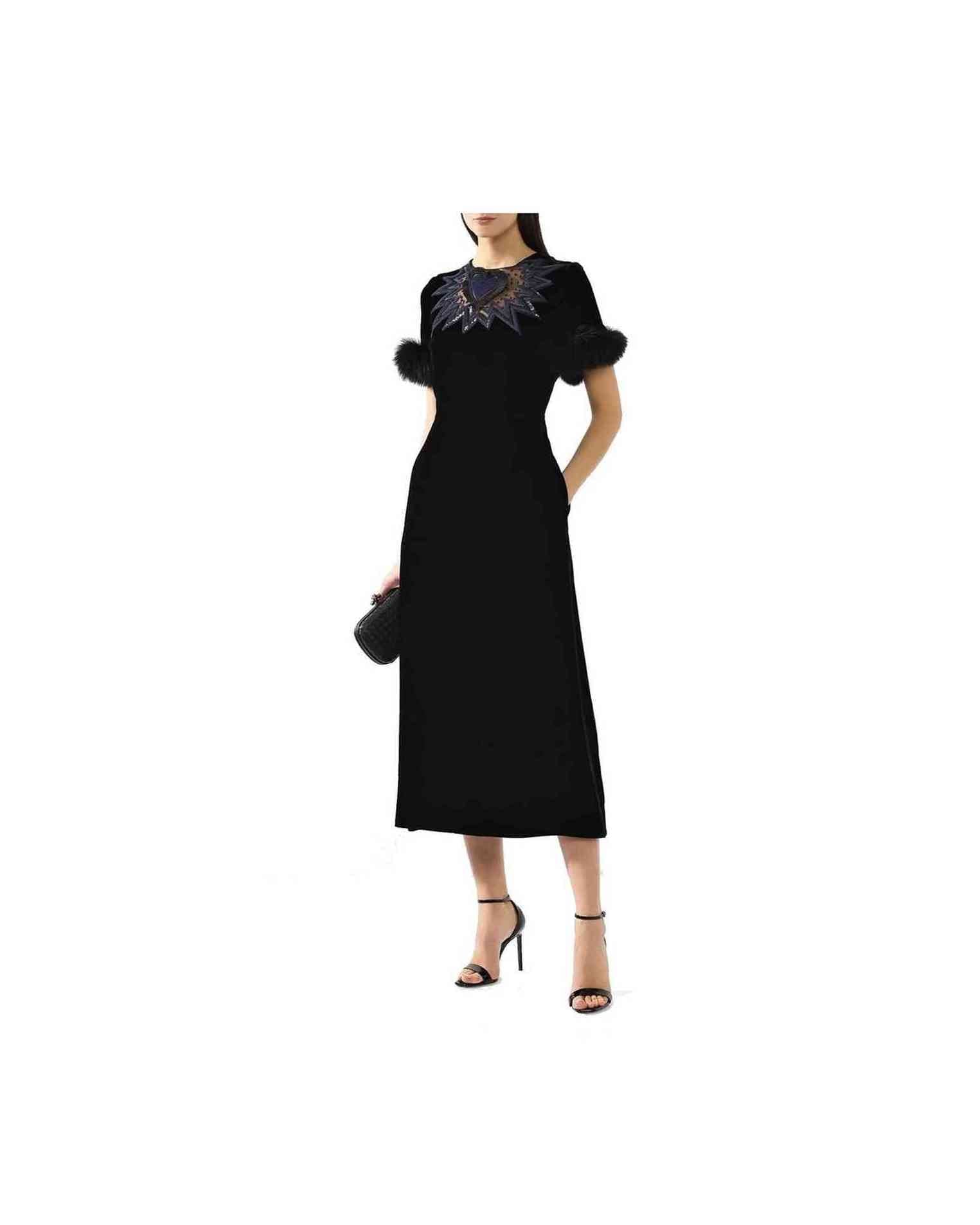 Fendi Velvet Fur Trim Midi Dress Glam Steals