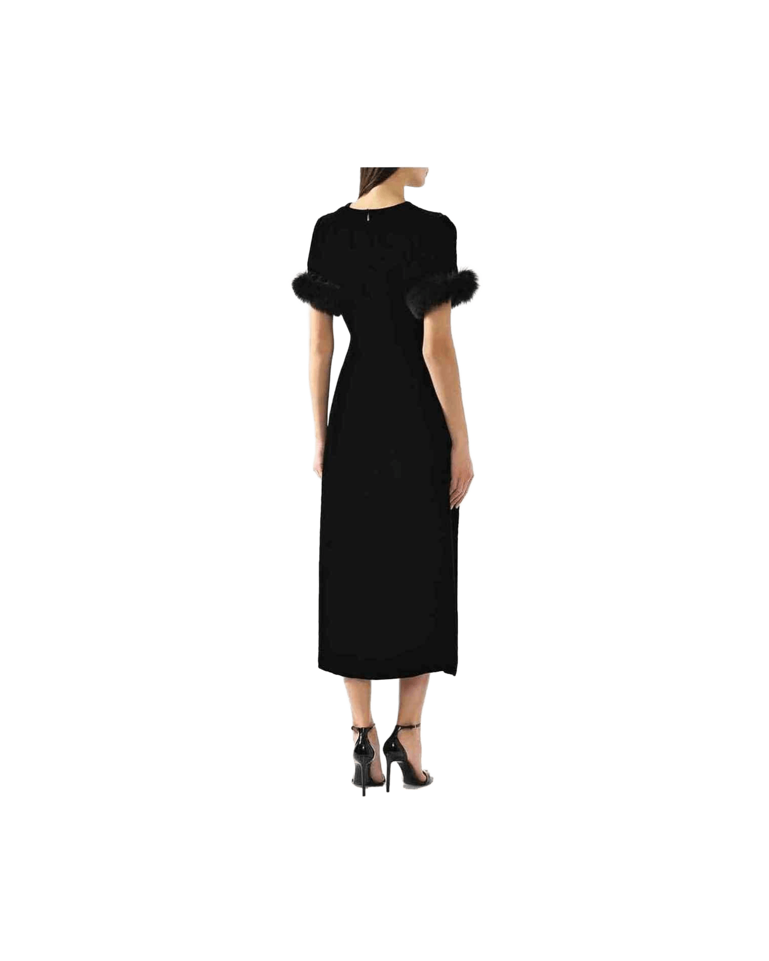 Fendi Velvet Fur Trim Midi Dress Glam Steals