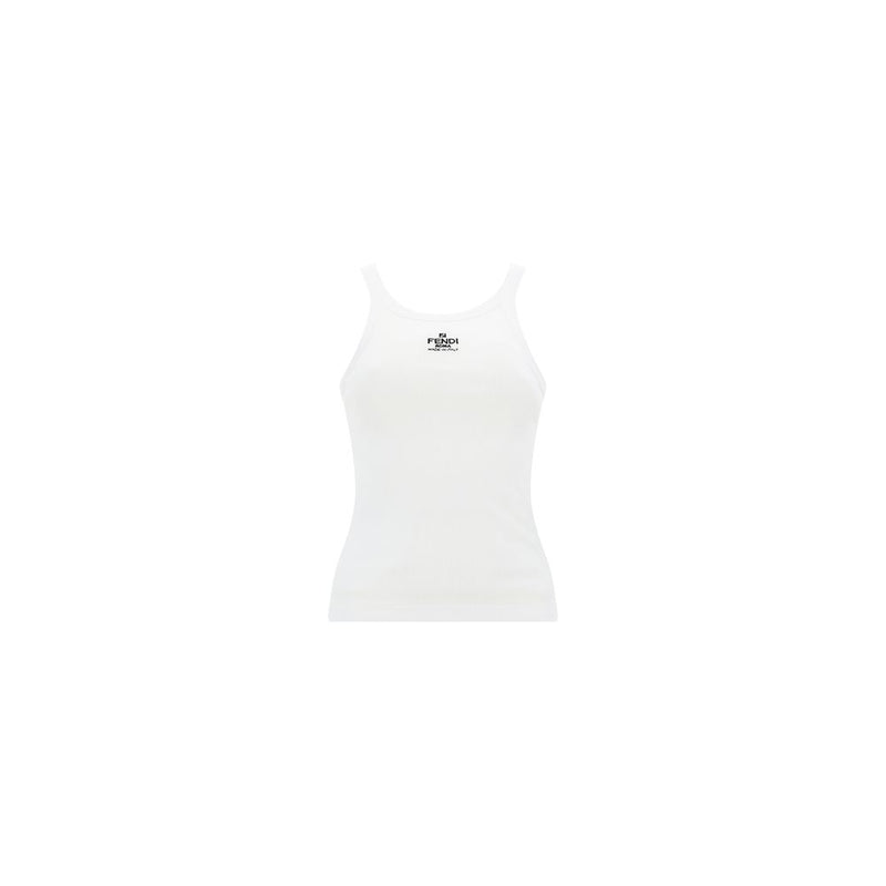 Fendi White Cotton Sleeveles T-shirt Glam Steals