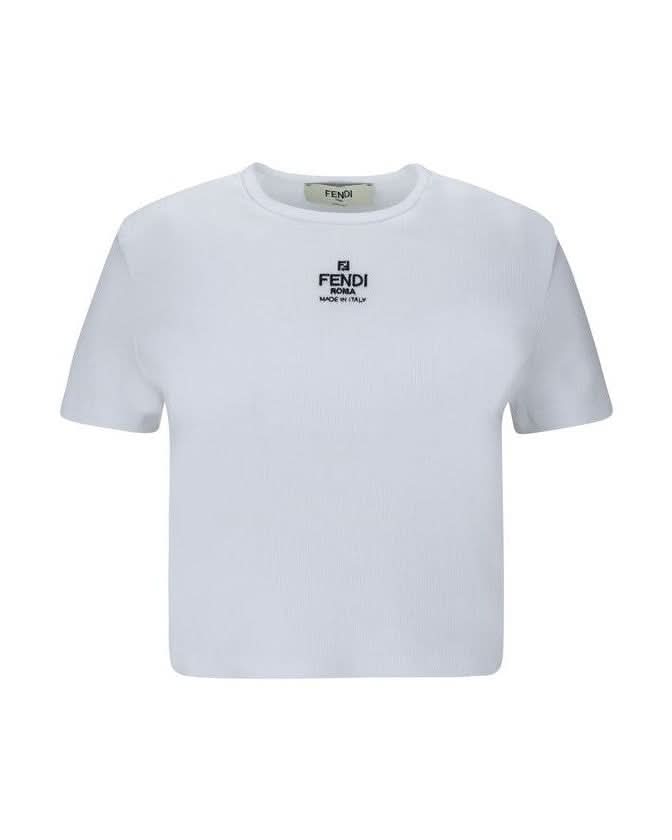 Fendi White Cotton Top T-Shirts