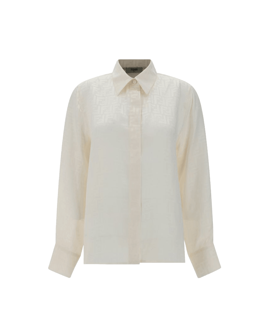 Fendi White Silk Pattern Shirt Shirts