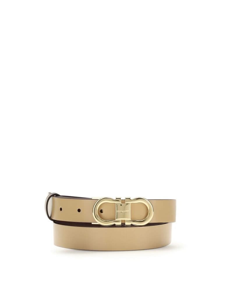 Ferragamo Beige Calf Leather Bos Taurus Regular Belt Glam Steals