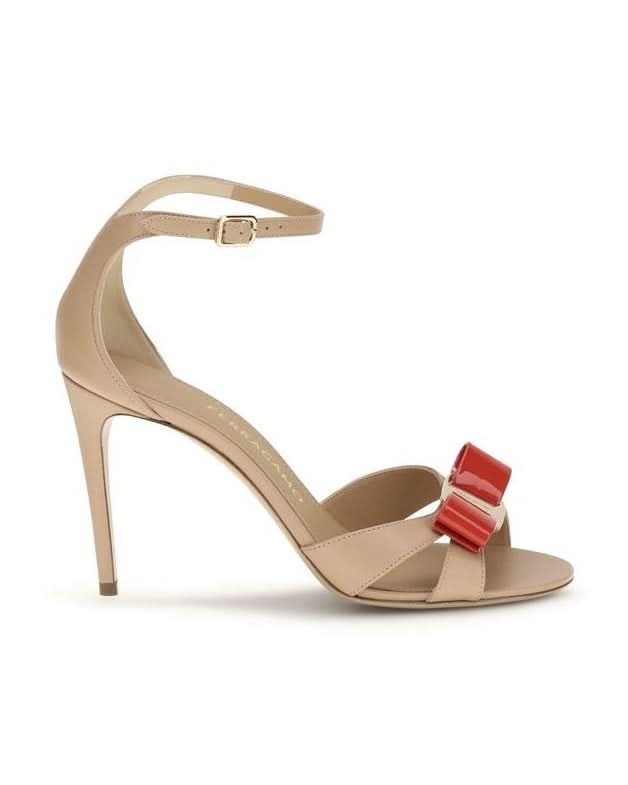 Ferragamo Beige Calf Leather Bos Taurus Stiletto Heel Sandals 