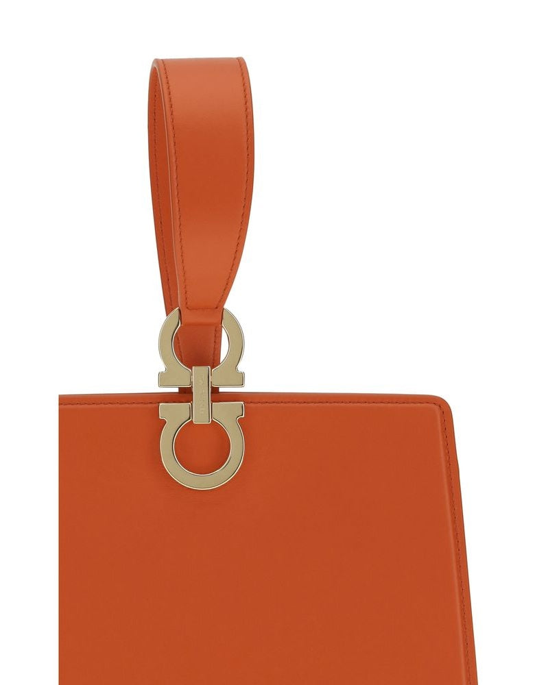 Ferragamo Orange Leather Calf Bos Taurus Clutch Bag Glam Steals