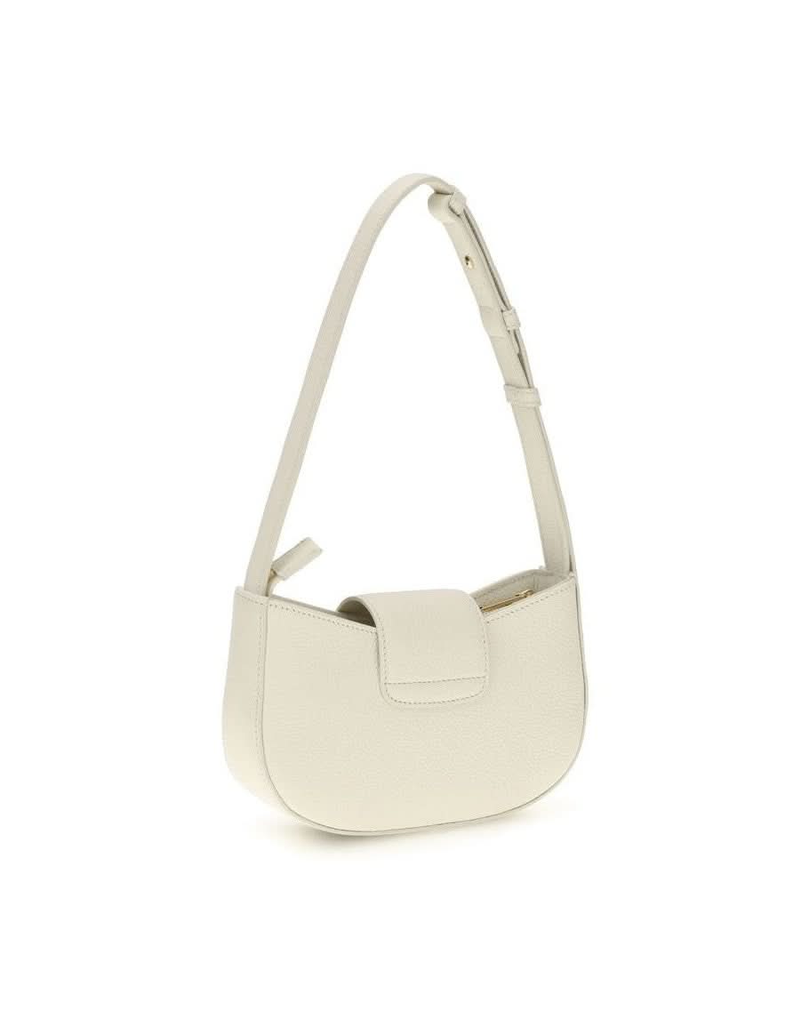 Ferragamo White Calf Leather Bos Taurus Shoulder Bag 