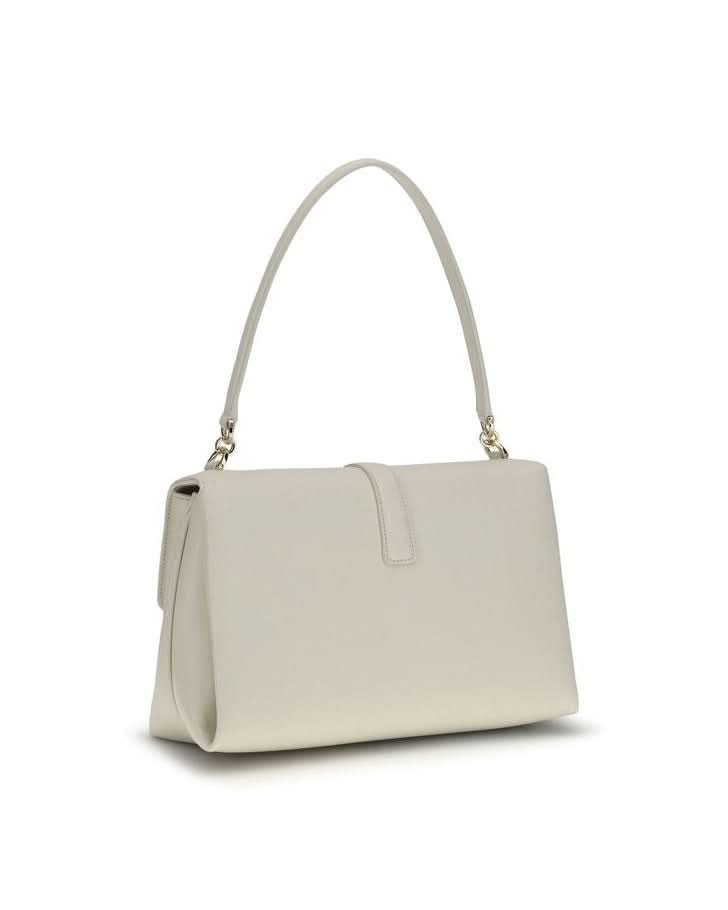 Ferragamo White Calf Leather Bos Taurus Shoulder Bag 