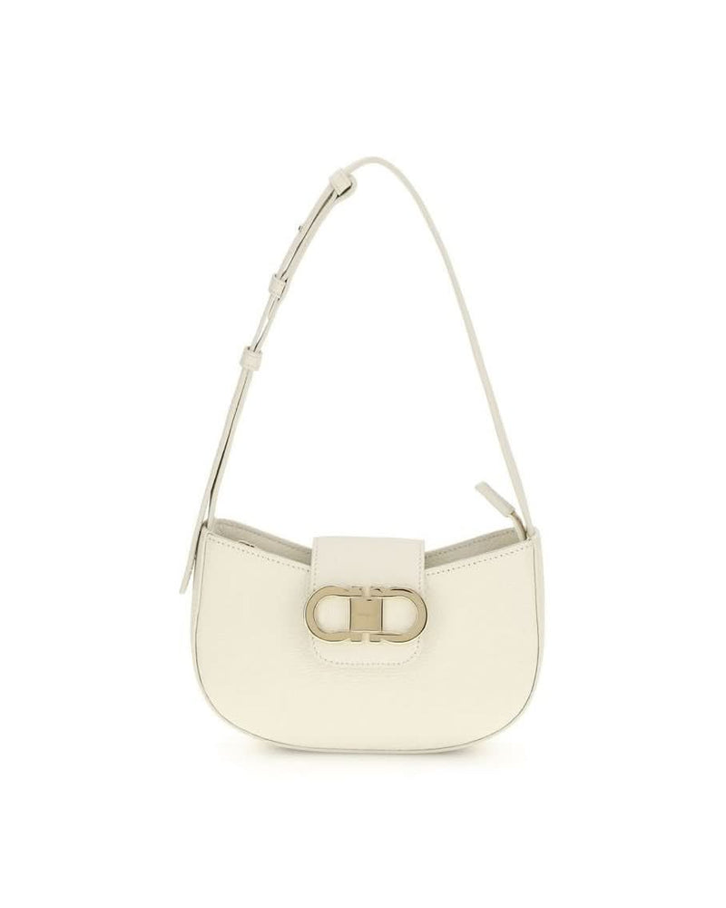 Ferragamo White Calf Leather Bos Taurus Shoulder Bag Glam Steals