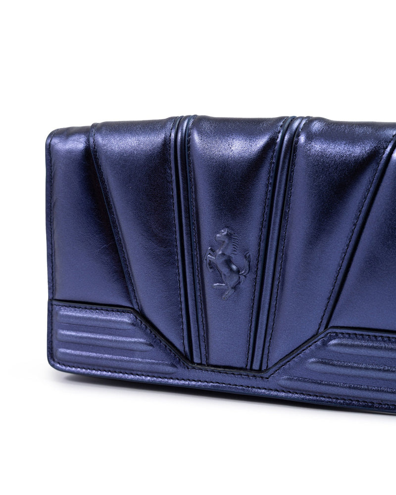 Ferrari Blue Leather Metal Gt Patent Bag with Chain Glam Steals