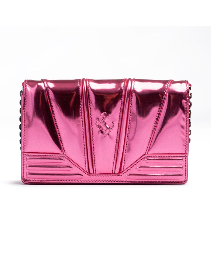 Ferrari Pink Leather Gt Patent Bag with Chain Glam Steals