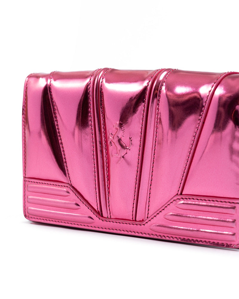 Ferrari Pink Leather Gt Patent Bag with Chain Glam Steals