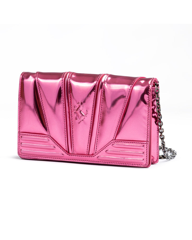 Ferrari Pink Leather Gt Patent Bag with Chain Glam Steals