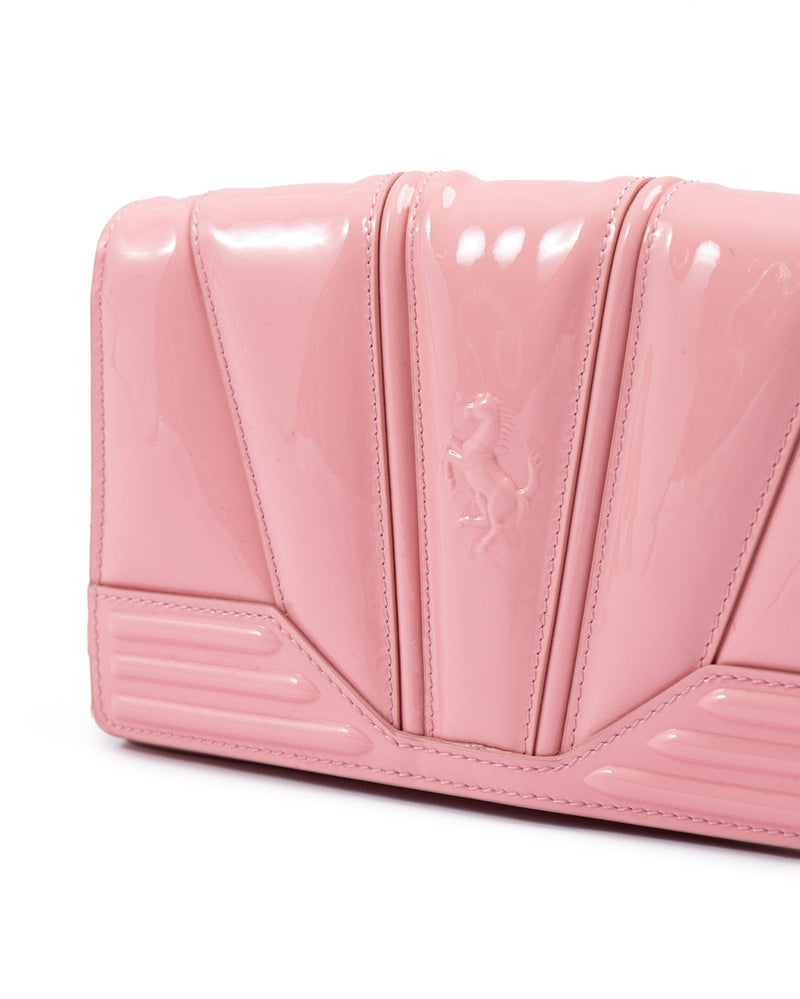 Ferrari Pink Leather Gt Patent Bag with Chain Glam Steals
