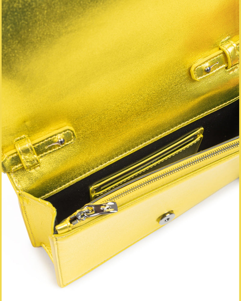 Ferrari Yellow Leather Metal Gt Patent Bag with Chain Glam Steals