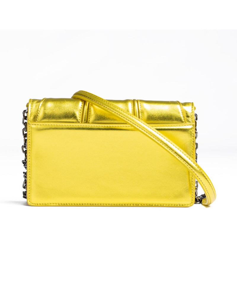 Ferrari Yellow Leather Metal Gt Patent Bag with Chain Glam Steals