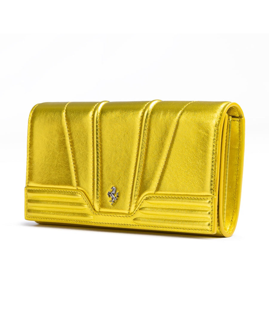 Ferrari Yellow Leather Metal Gt Patent Purse Glam Steals