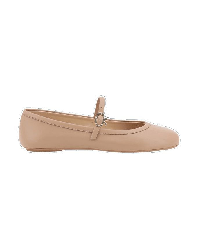 Gianvito Rossi Beige Calf Leather Bos Taurus Ballet Flats Flats