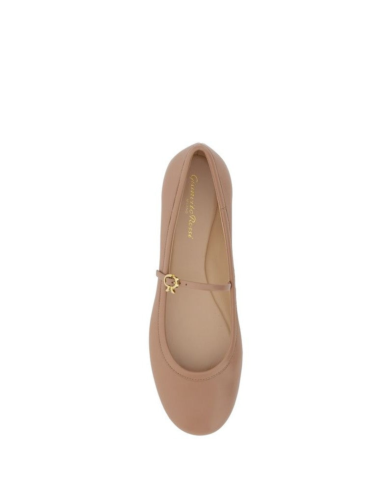 Gianvito Rossi Beige Calf Leather Bos Taurus Ballet Flats Flats