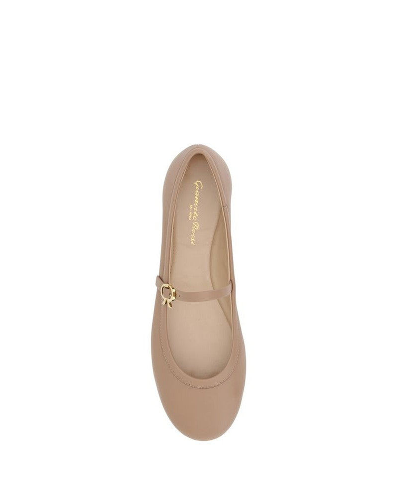 Gianvito Rossi Beige Calf Leather Bos Taurus Ballet Flats Flats