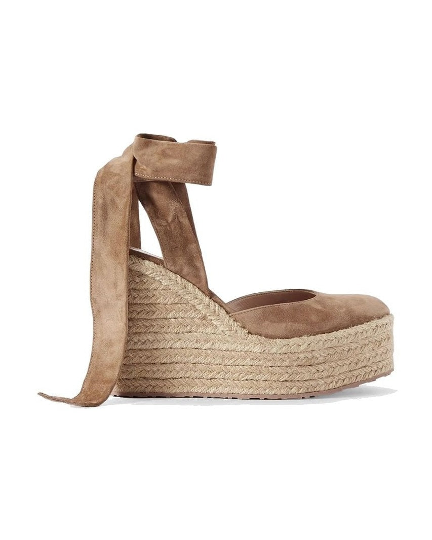 Gianvito Rossi Beige Calfskin Wedge Sandals
