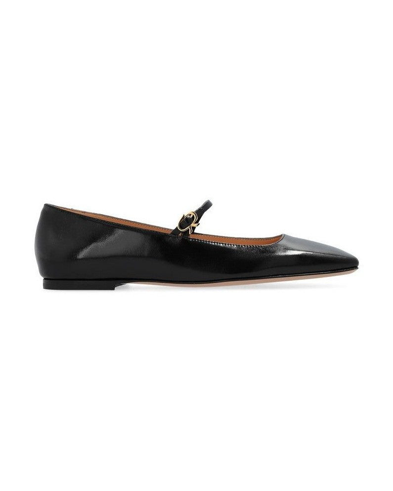 Gianvito Rossi Black Calfskin Ballet Flats 