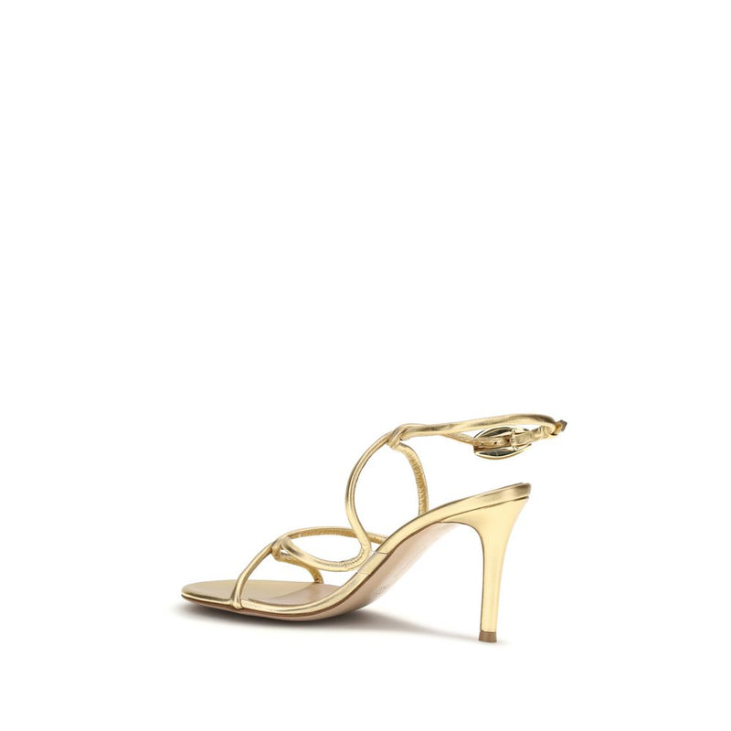 Gianvito Rossi Gold Calf Leather Bos Taurus Stiletto Heel Sandals Glam Steals