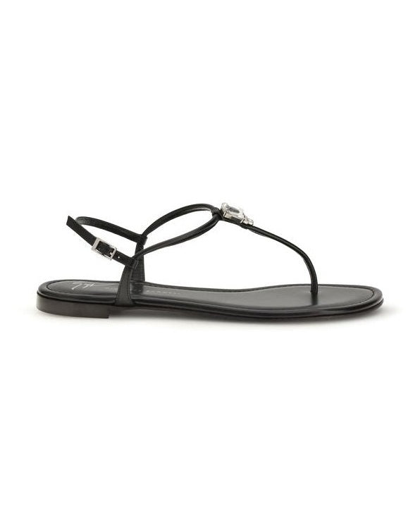 Giuseppe Zanotti Black Calf Leather Bos Taurus Flat Sandals Sandals