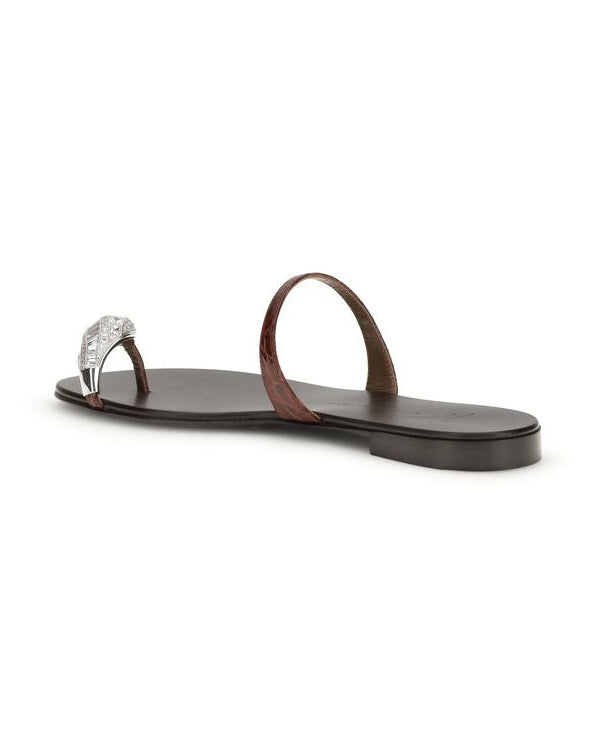 Giuseppe Zanotti Brown Calf Leather Bos Taurus Flat Sandals Glam Steals