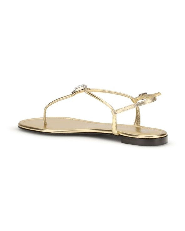 Giuseppe Zanotti Gold Calf Leather Bos Taurus Flat Sandals Sandals