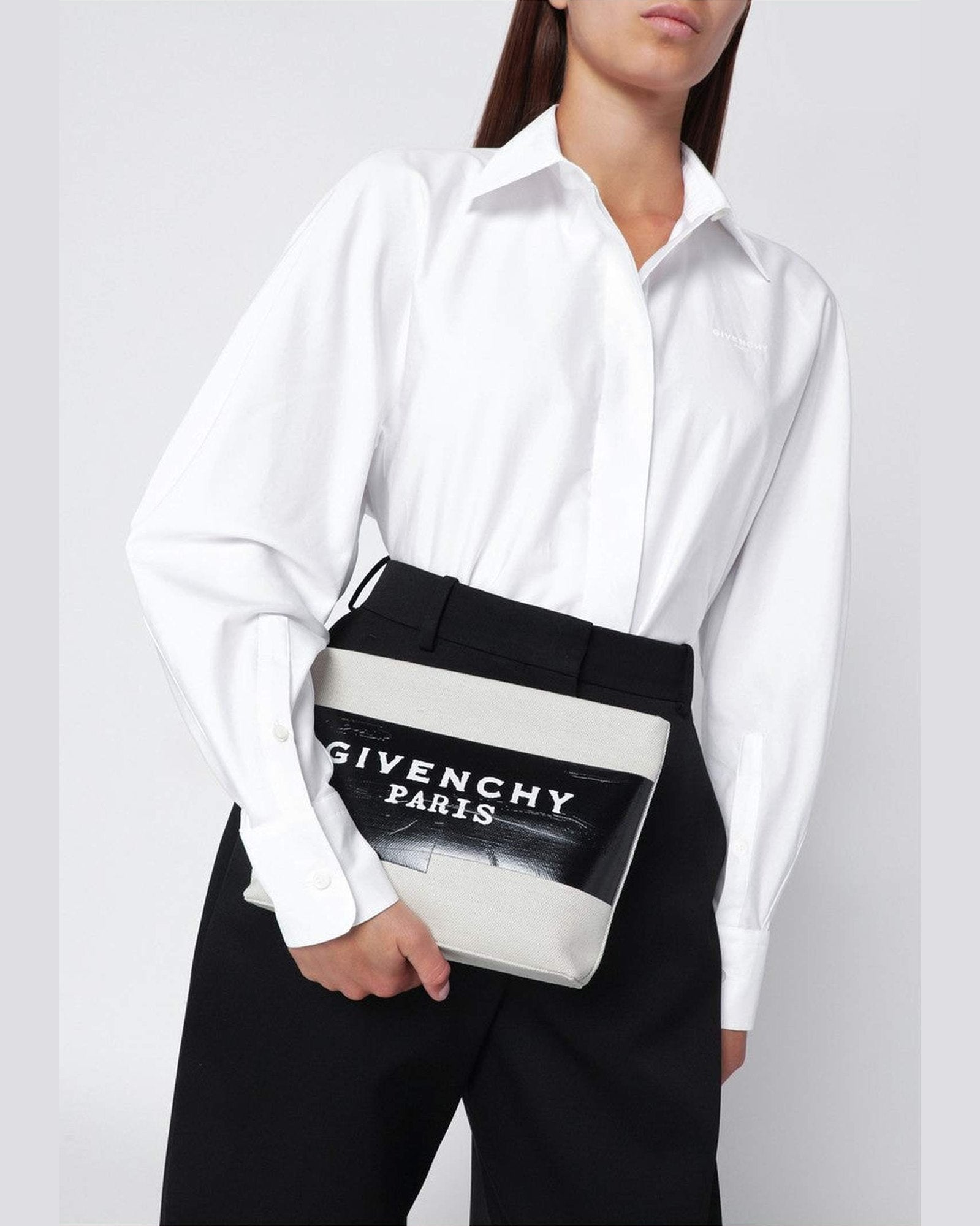 Givenchy Beige fabric logo tape pouch Glam Steals