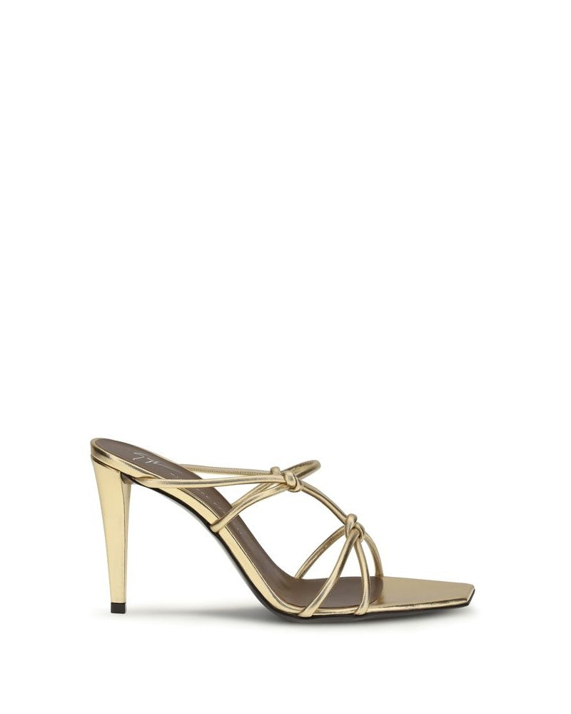 Gold Calf Leather Bos Taurus Stiletto Heel Sandals Glam Steals