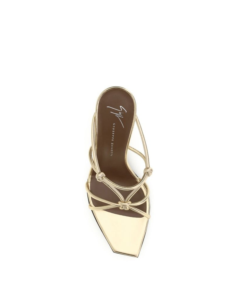 Gold Calf Leather Bos Taurus Stiletto Heel Sandals Glam Steals