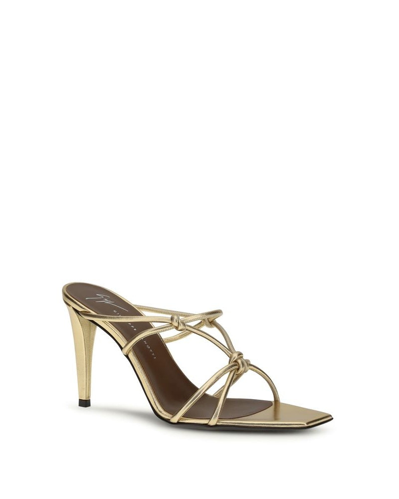 Gold Calf Leather Bos Taurus Stiletto Heel Sandals Glam Steals