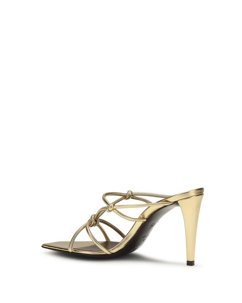 Gold Calf Leather Bos Taurus Stiletto Heel Sandals Glam Steals