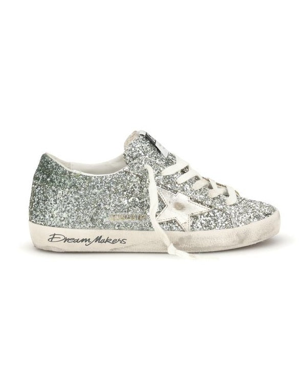 Golden Goose Silver Fabric Low Top Sneakers Glam Steals