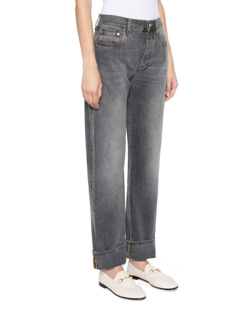 Gray Cotton Relaxed Fit Jeans Glam Steals