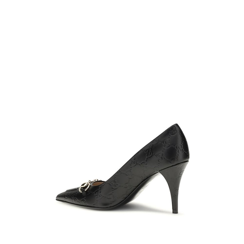 Gucci Black Calf Leather Bos Taurus Mid Heel Pumps Glam Steals
