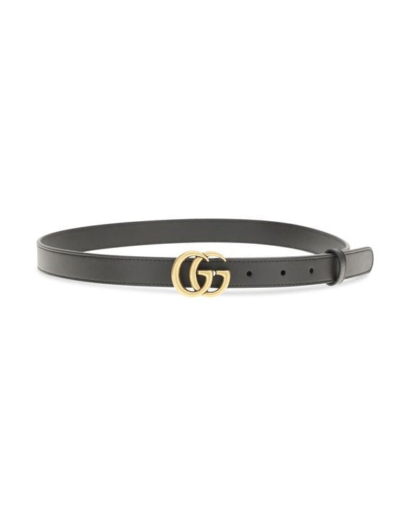 Gucci Black Calf Leather Bos Taurus Thin Belt Glam Steals