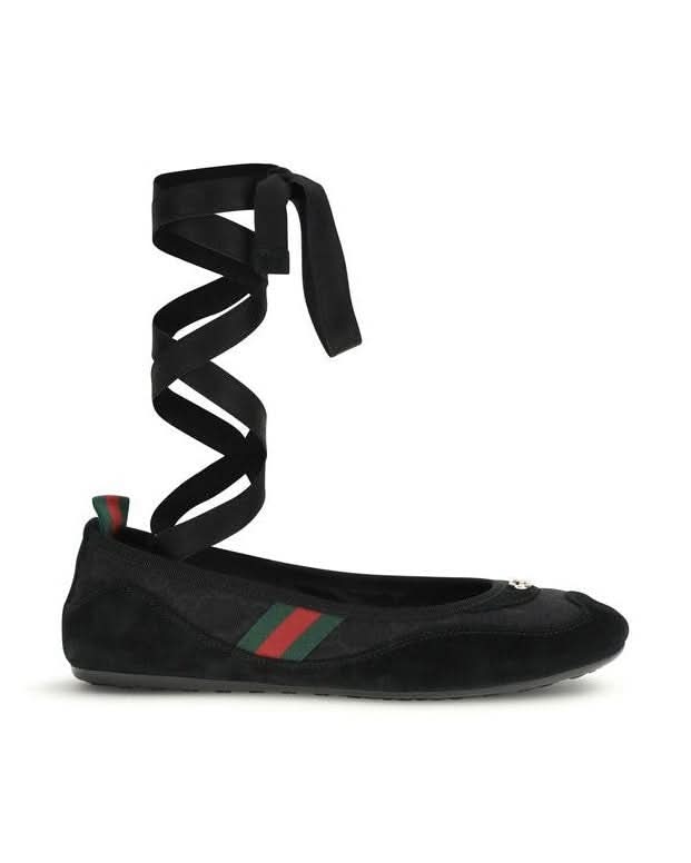 Gucci Black Fabric Ballet Flats 
