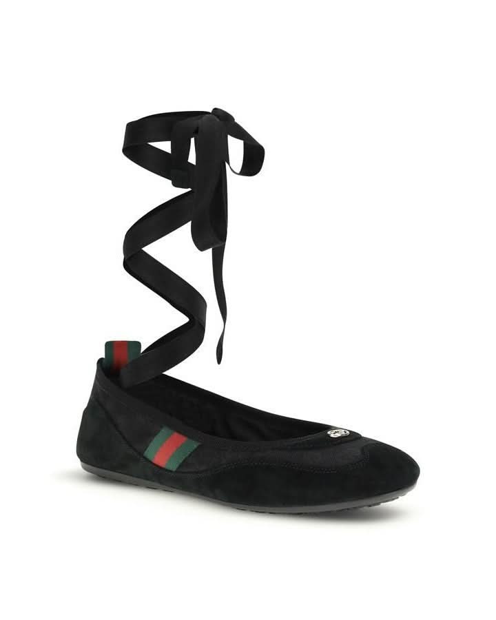 Gucci Black Fabric Ballet Flats 