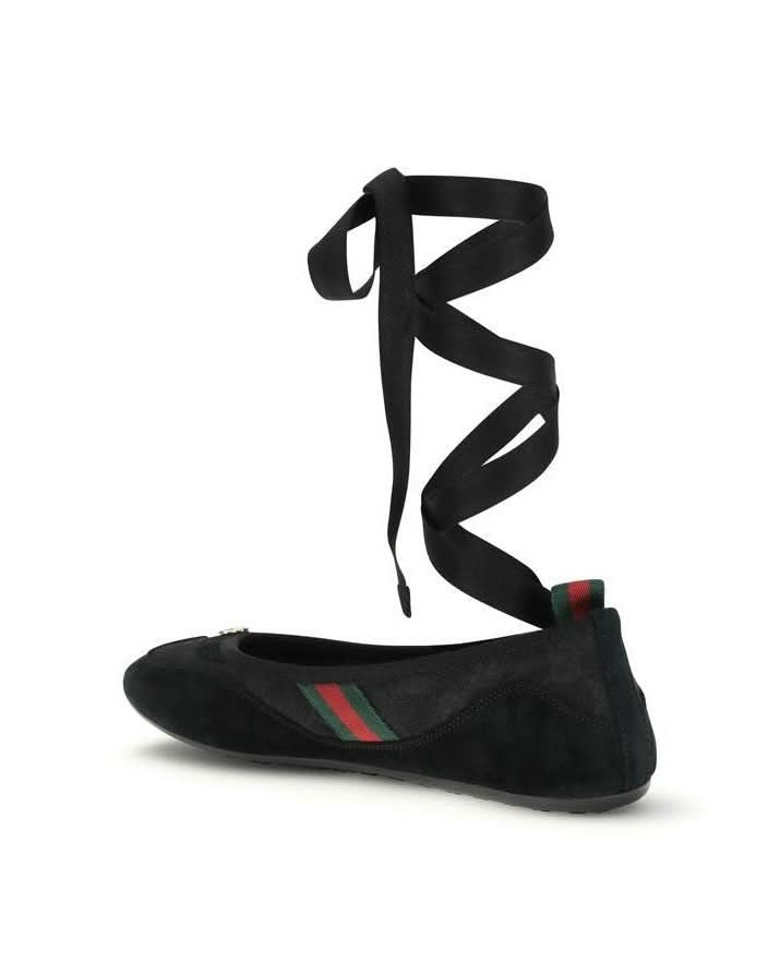 Gucci Black Fabric Ballet Flats 