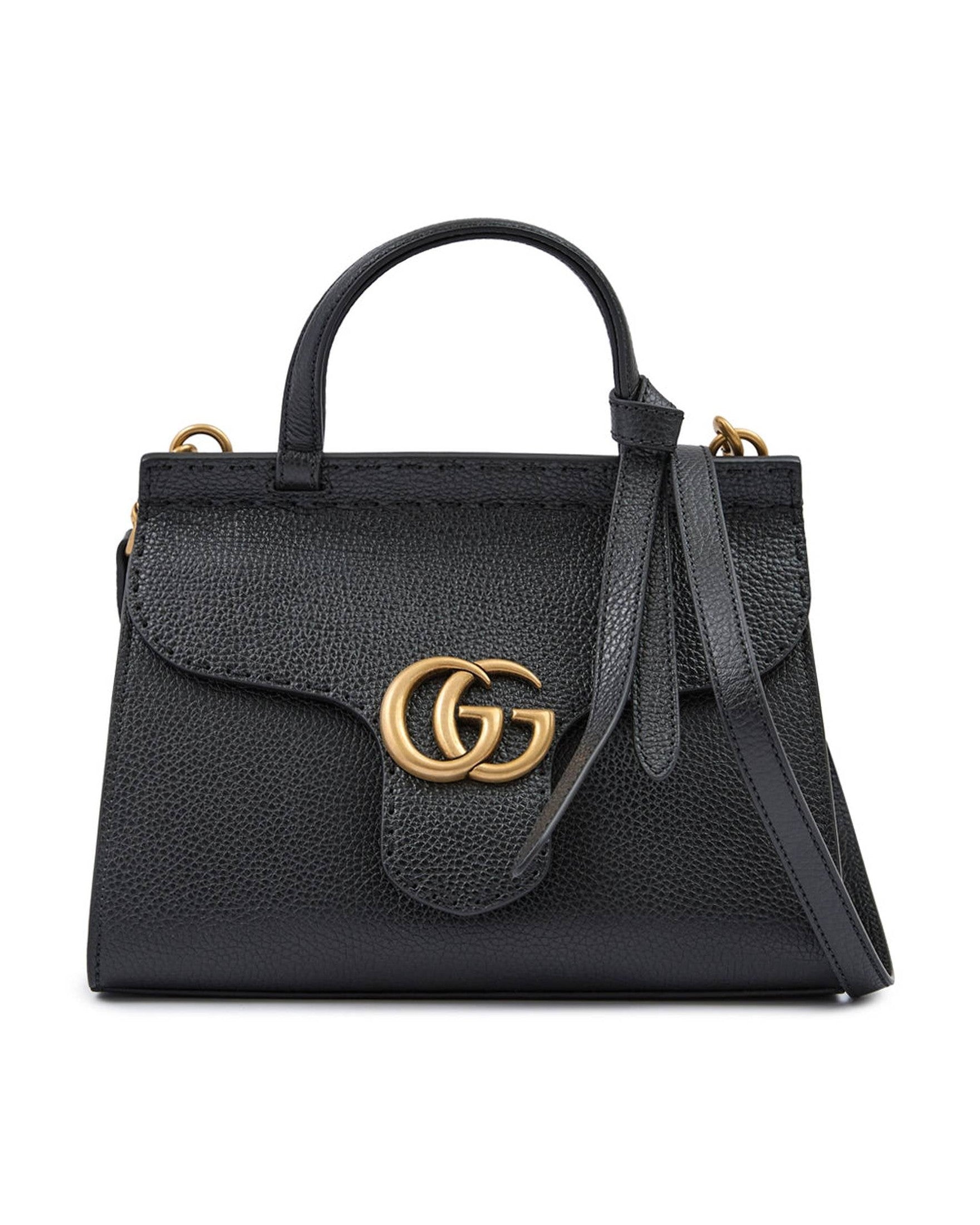 Gucci Black Leather Gg Marmont Handbag Glam Steals