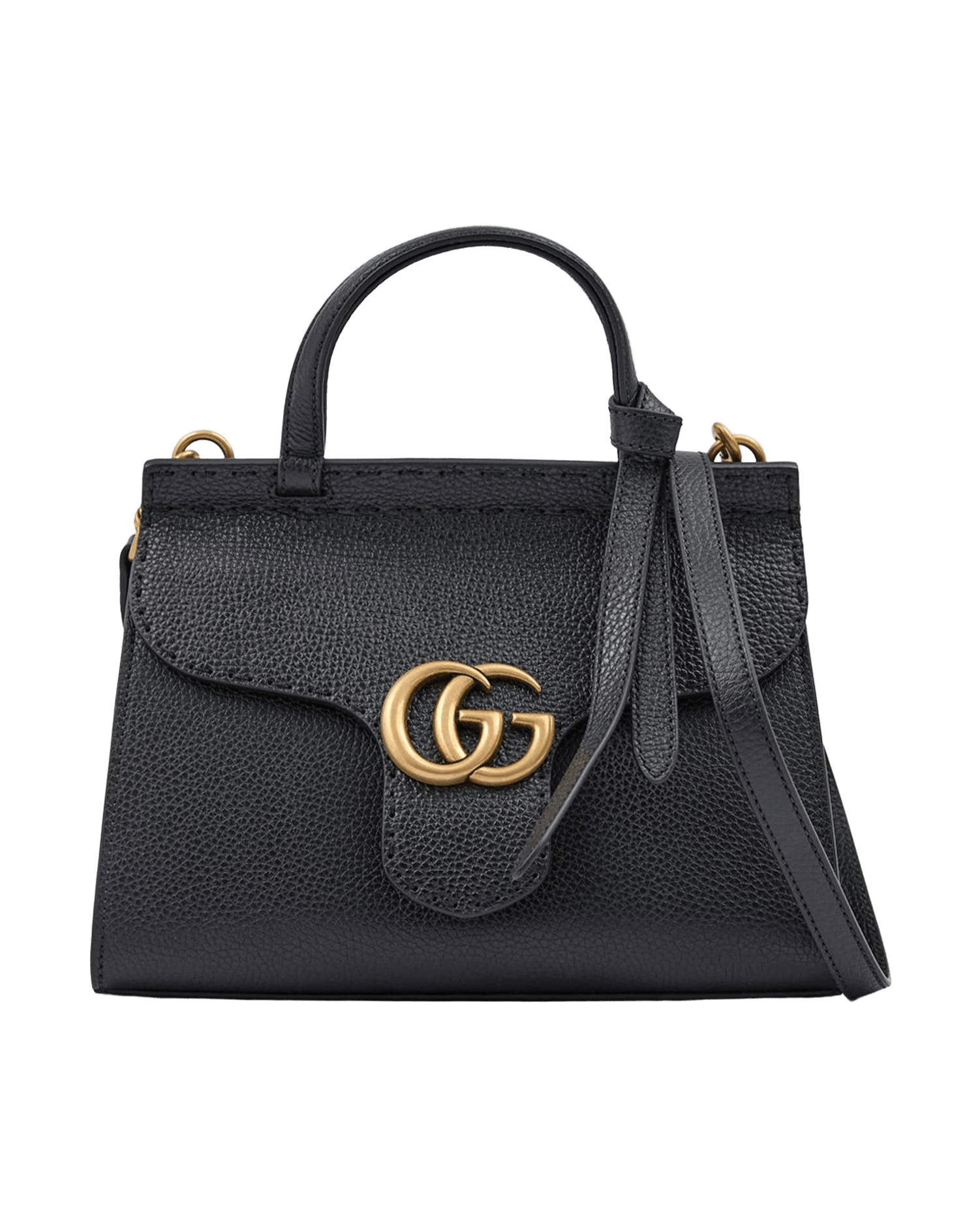 Gucci Black Leather Gg Marmont Handbag Glam Steals