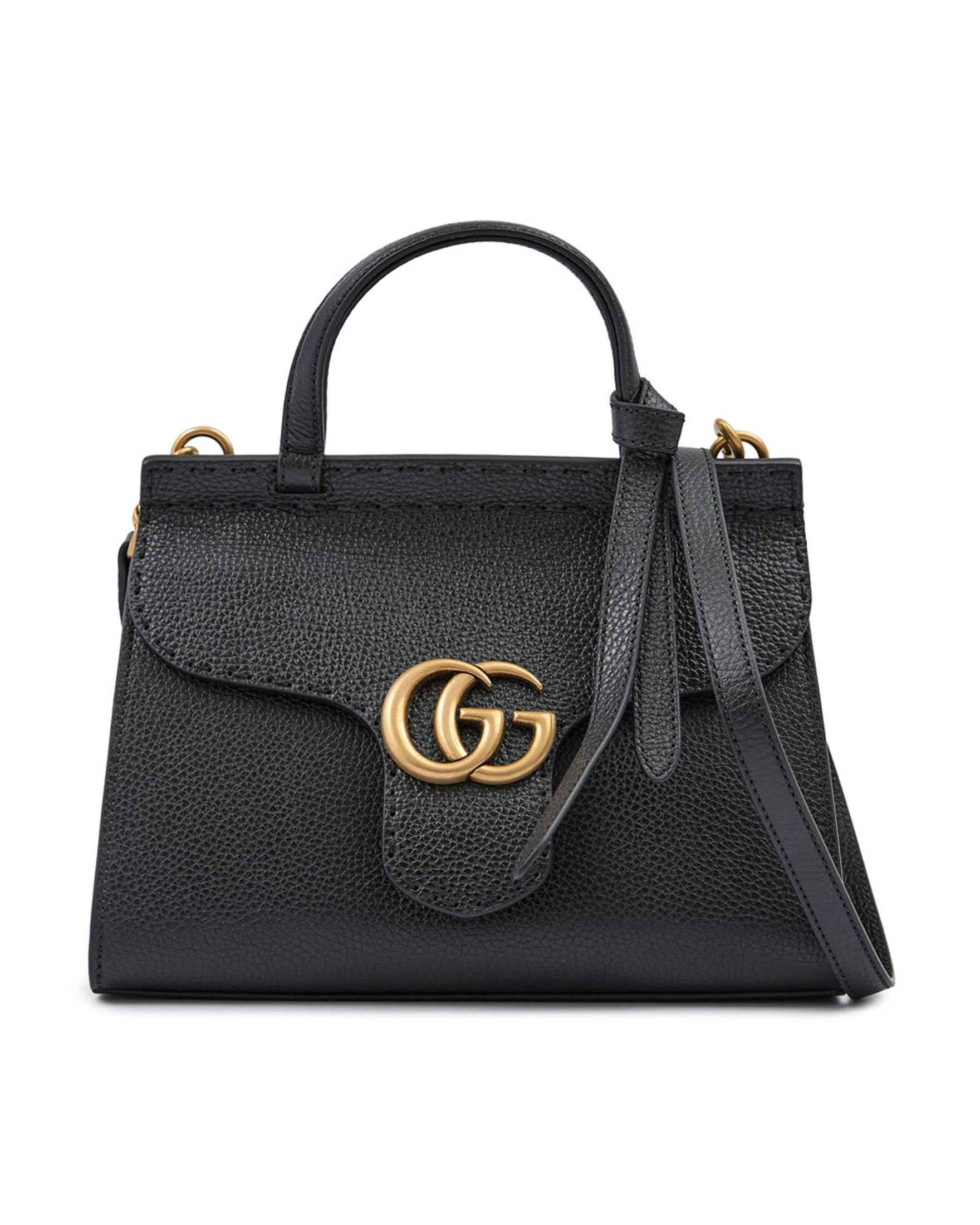 Gucci Black Leather Gg Marmont Handbag Glam Steals