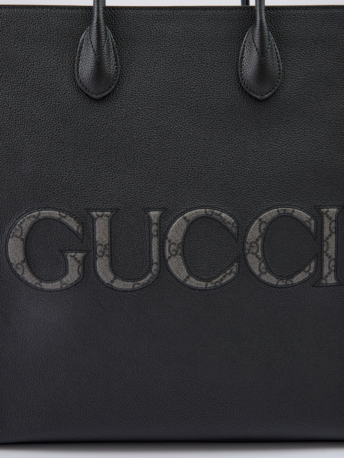 Gucci Black Leather Logo Medium Tote Bag Glam Steals
