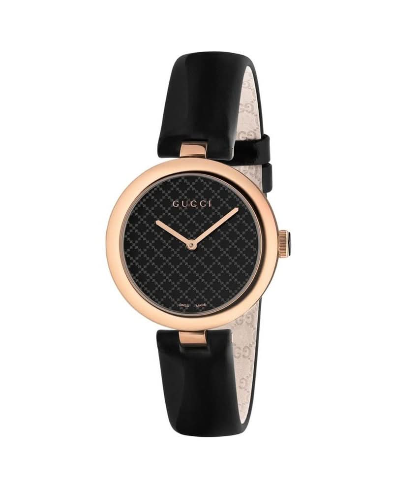 Gucci Black Leather Watch Glam Steals