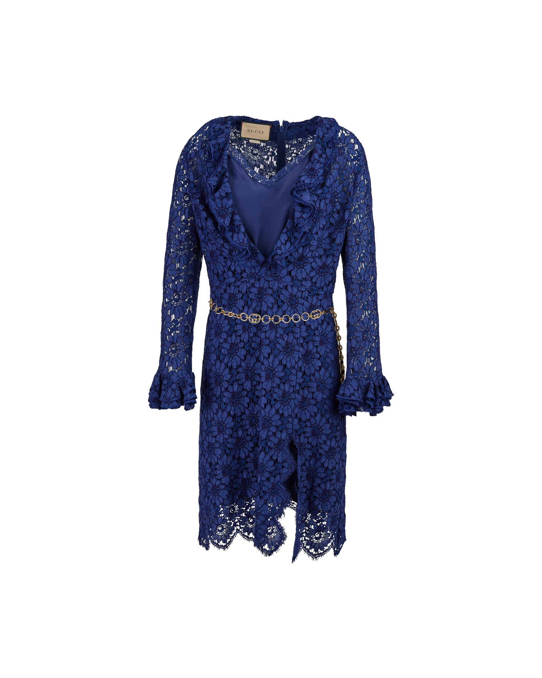 Gucci Blu Viscose And Cotton Mid Long Dress Glam Steals