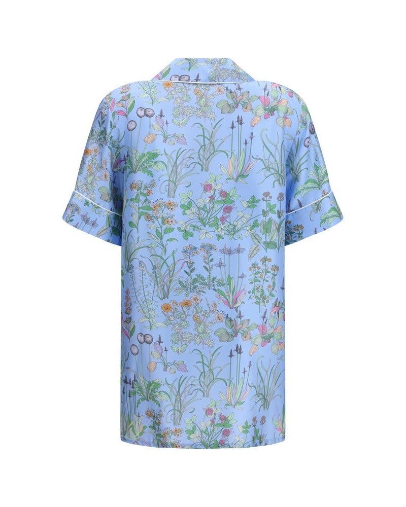 Gucci Blue Silk Pattern Shirt Glam Steals